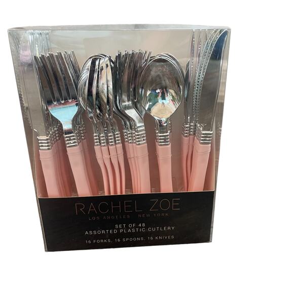 RACHEL ZOE Set of 48 Posh PINK Assorted Disposable Plastic Cutlery NEW - Picture 9 of 9